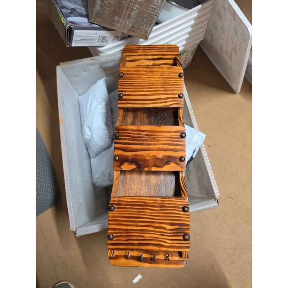 Handmade mail wall rack with key hooks